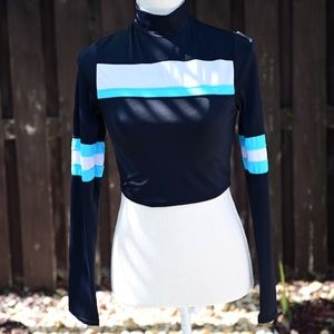 Zip Back Mock Neck Spandex Crop Top